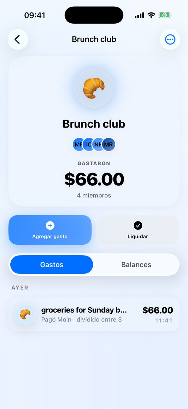 Grupo Brunch club con $66.00 en gastos
