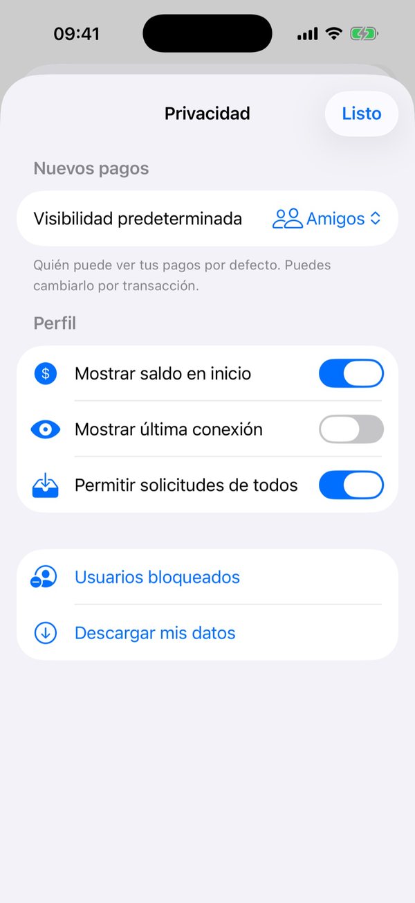 Ajustes de privacidad: mostrar saldo en inicio